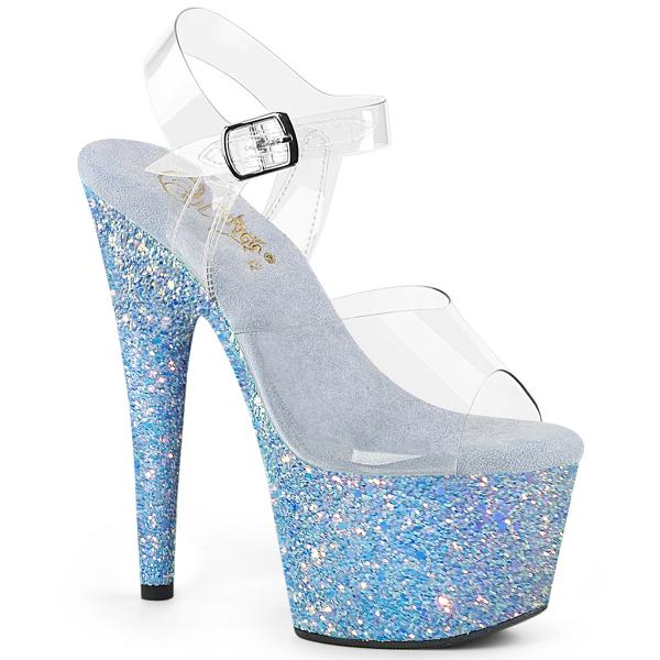 Pleaser Adore-708LG Blue Glitter Schuhe
