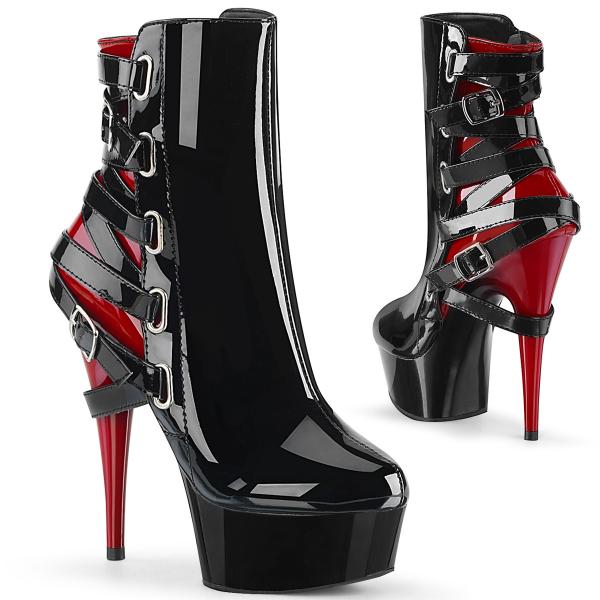 Buty Pleaser Delight-1012 Black Red Lack
