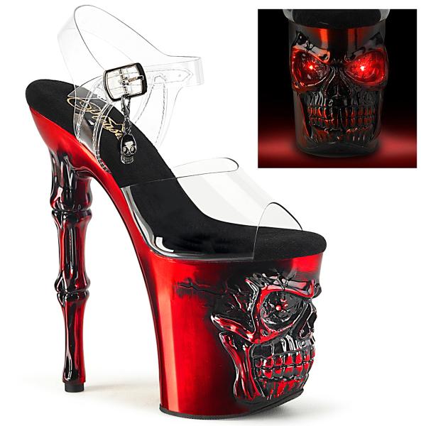Buty Pleaser Rapture-808LT Satin Red Chrom