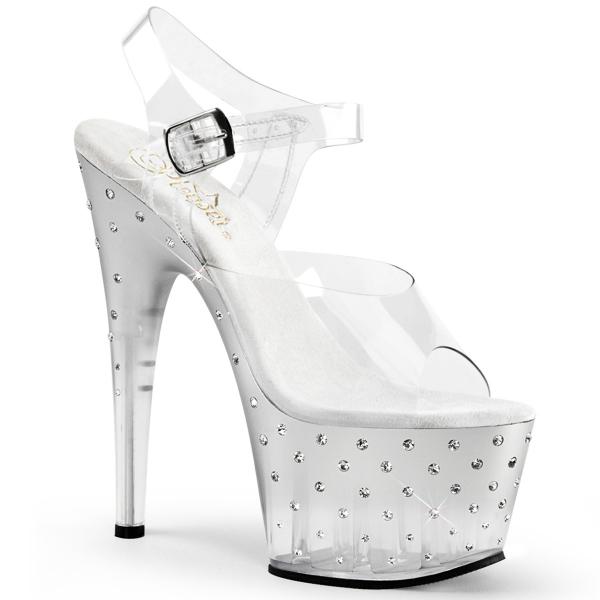 Buty Pleaser Stardust-708T Silver Clear Strass